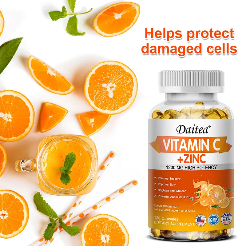 Vitamin C + Zinc Capsules - Immune System Booster Antioxidant