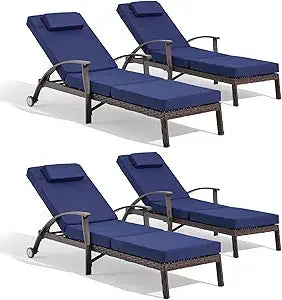 Lounge Chair Outdoor Set of 2, Outdoor Chaise Lounge
