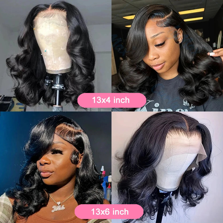 Body Wave Bob Wig 13x6 Transparent Lace Frontal Wig Brazilian Human Hair Wigs