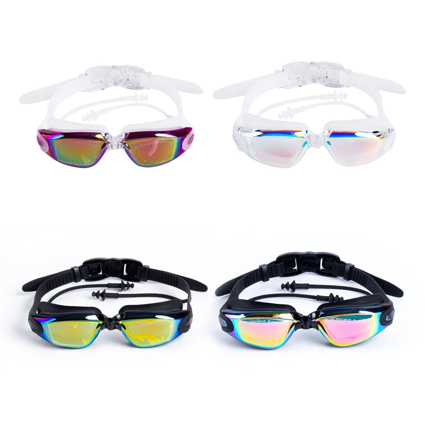 4pcs Professional Swimming Goggles   Adjustable Strap & Nose Bridge,