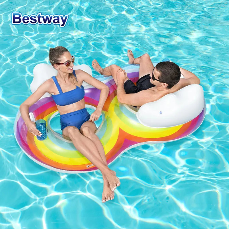 1PC   Inflatable Swimming Tube Raft, Sparkling Swimming Ring, Rideable Blow Up Summer