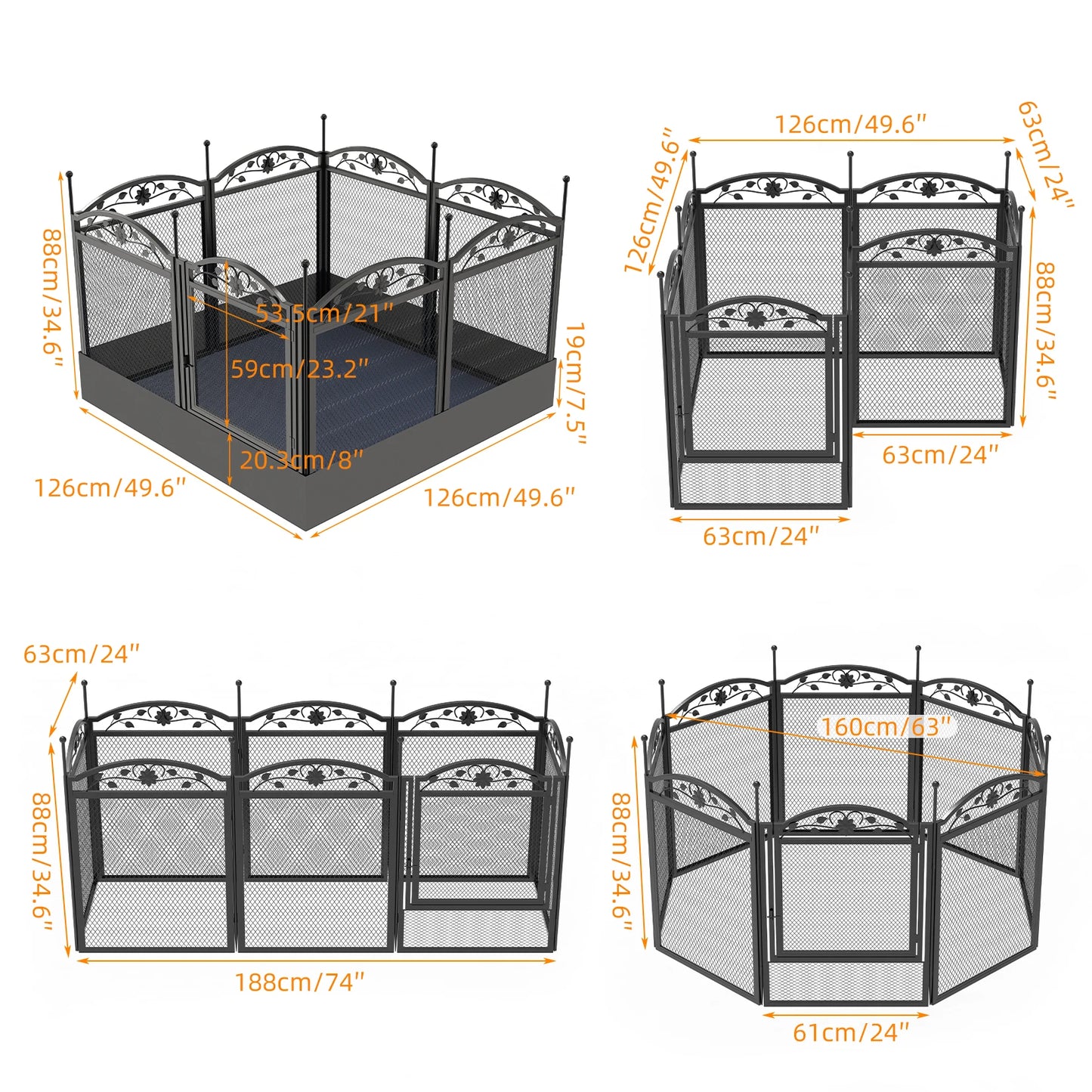 8 Panels DIY Heavy Duty Dog Playpen Pen