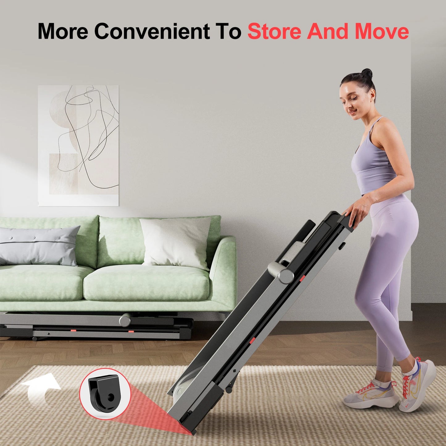 3.5HP Foldable Incline Home Treadmill Walking Pad with Handle Bar Holder