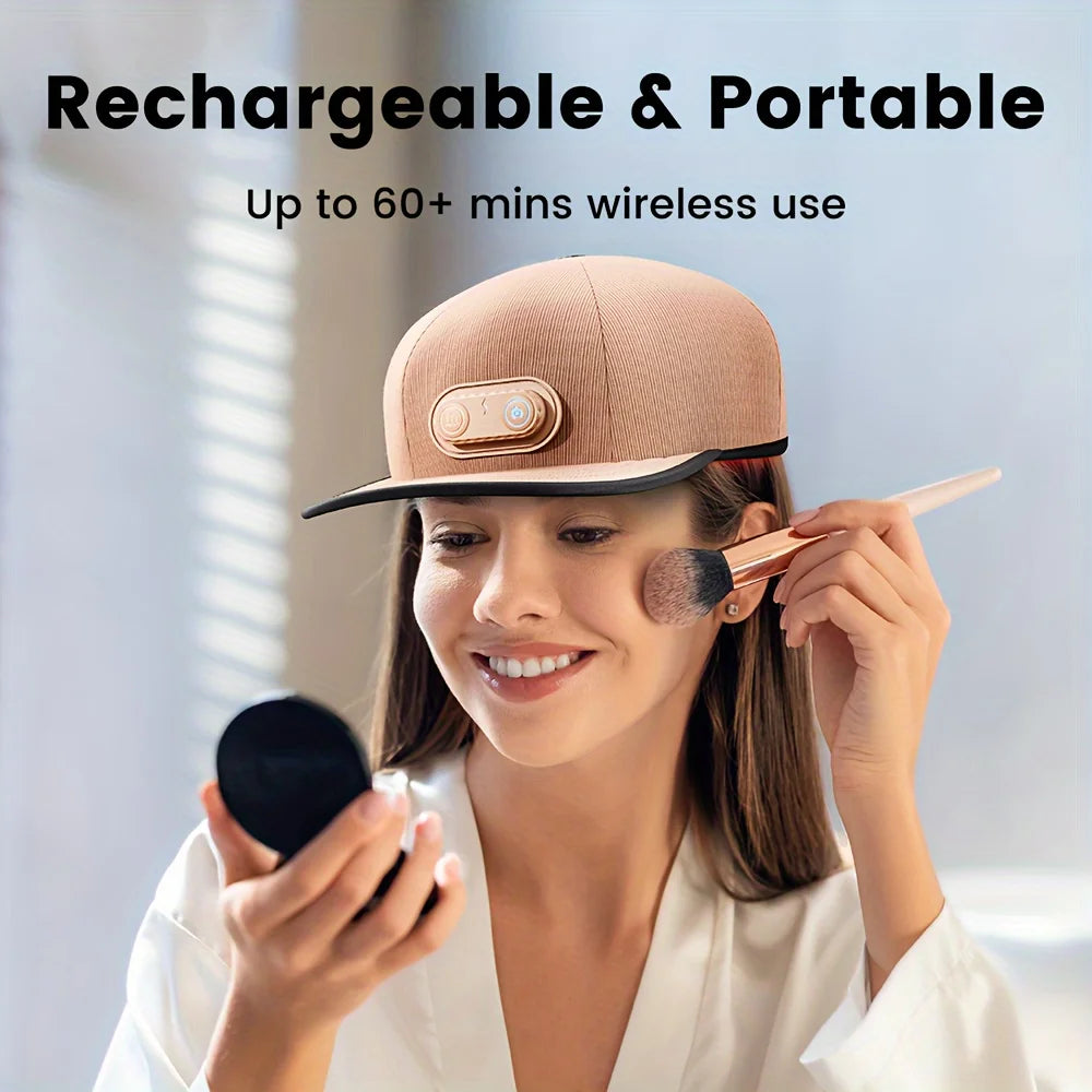 Cordless Portable Heating Cap, 660nm 850nm Wireless Rechargeable Hat,