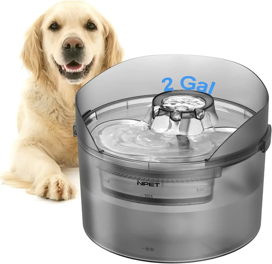 Dog Water Fountain, 2 Gallon/270oz/8L Large Automatic Dog Water Dispenser with Splatter Guard