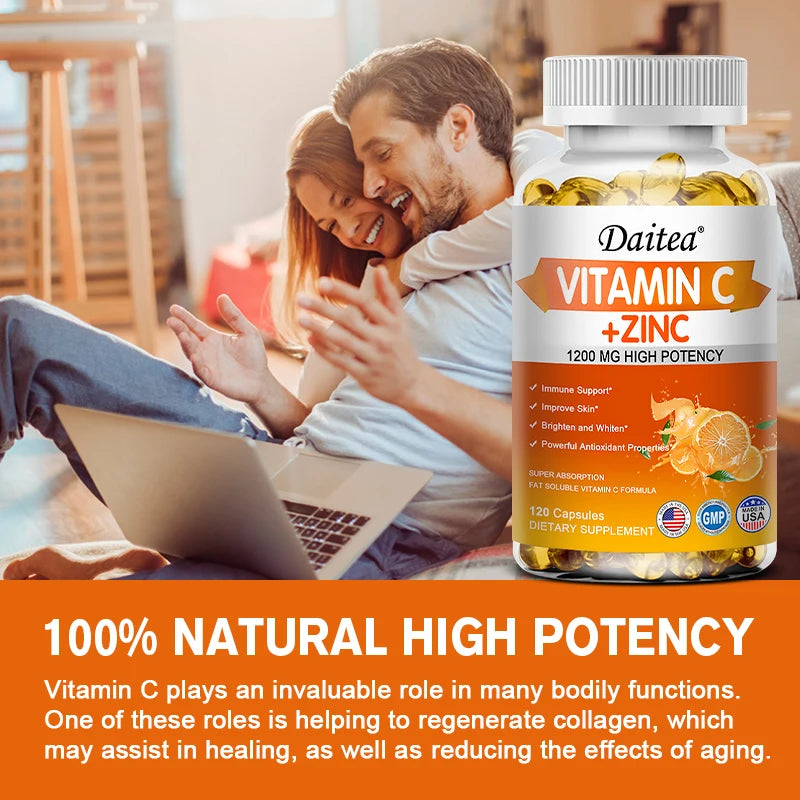 Vitamin C + Zinc Capsules - Immune System Booster Antioxidant