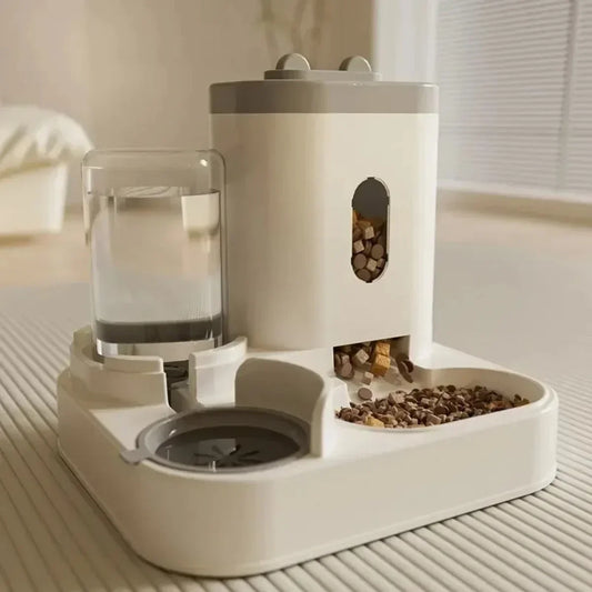 Automatic Feeder Dog Cat Food Bowl With Water Fountain Large Capacity Pet Food Storage