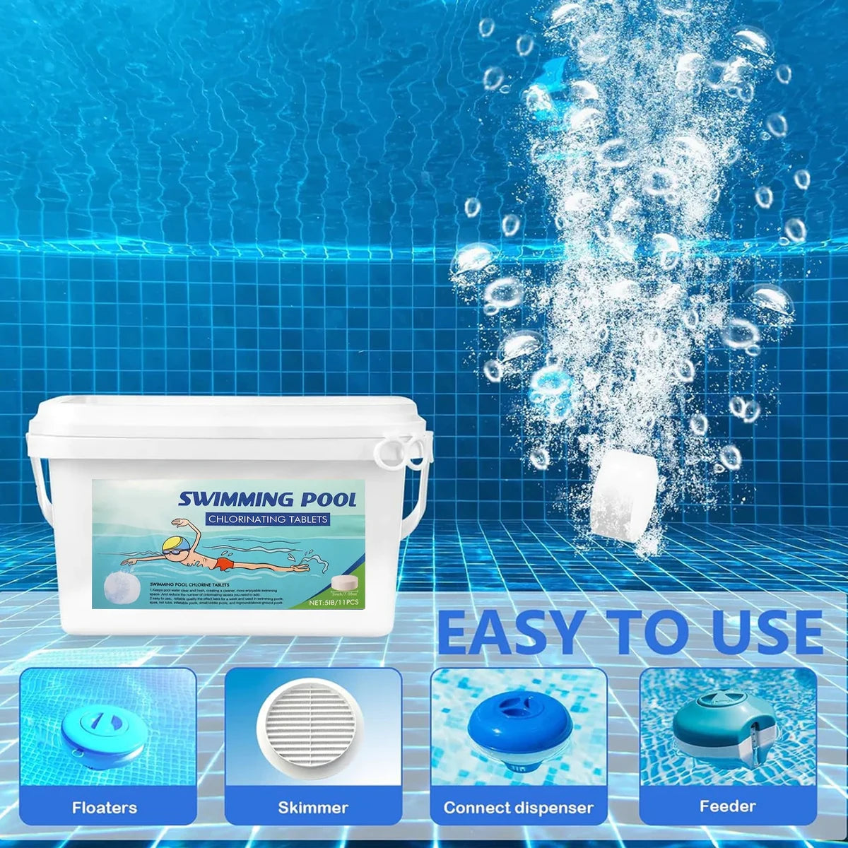 40lb 3 Inch Cleaner Tablets for Cleaning and Disinfecting Swimming Pools