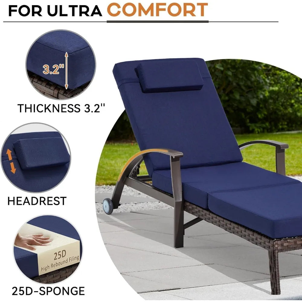 Lounge Chair Outdoor Set of 2, Outdoor Chaise Lounge