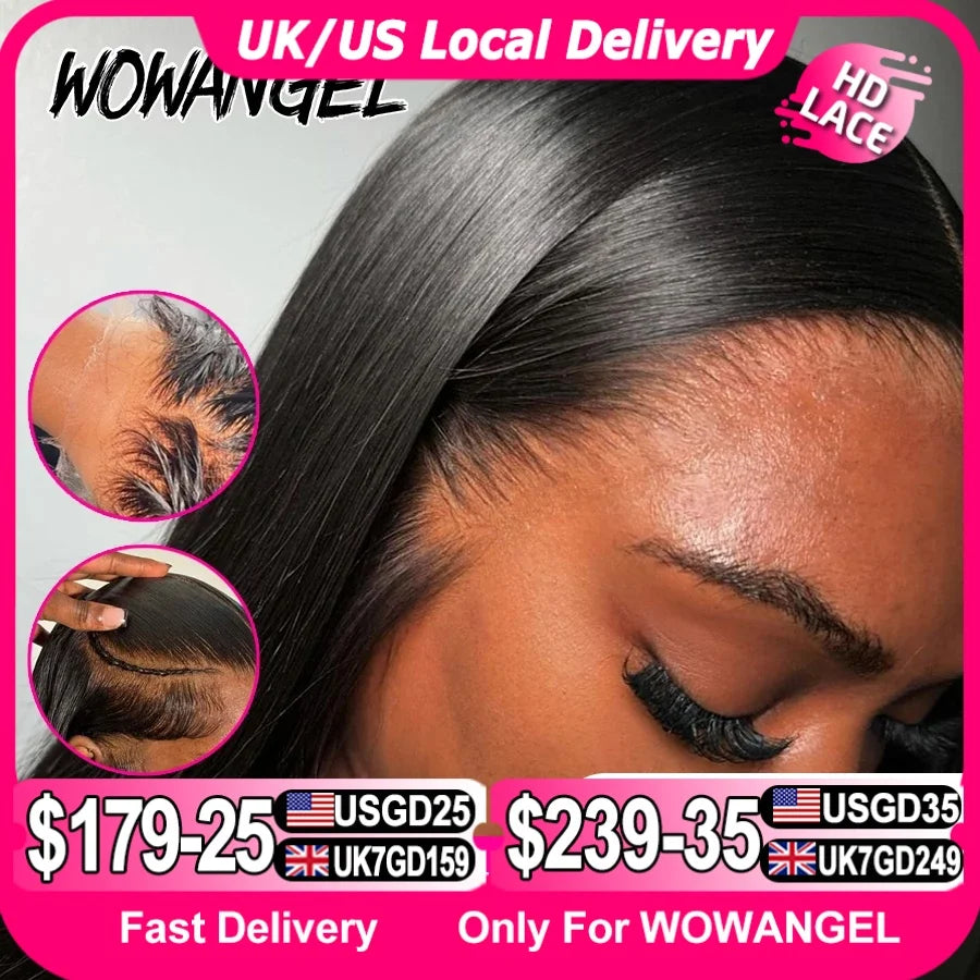 250% Upgraded 13x6 HD Lace Full Frontal Wigs Glueless Straight Human Hair Wigs