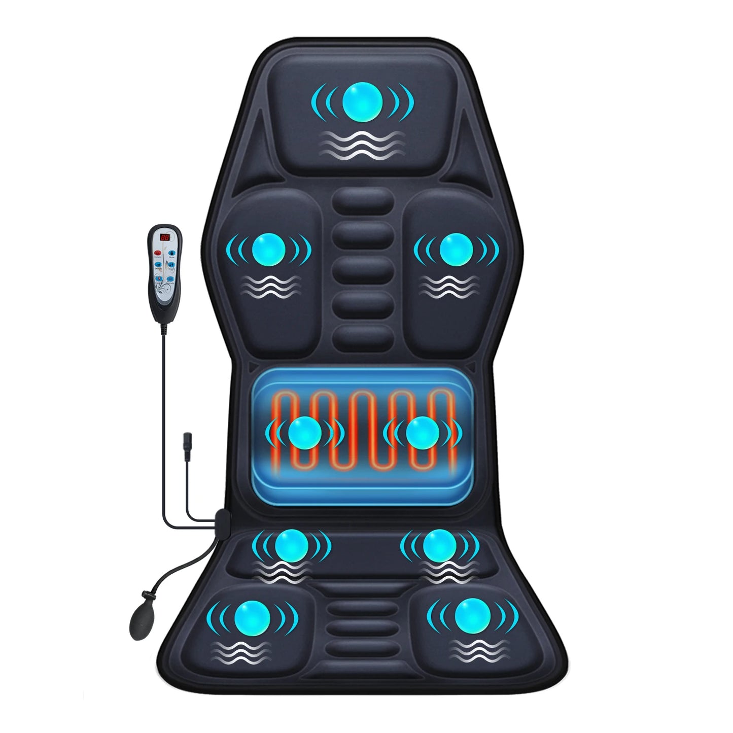 Massage Seat Cushion With Heating, With Adjustable Lumbar Support