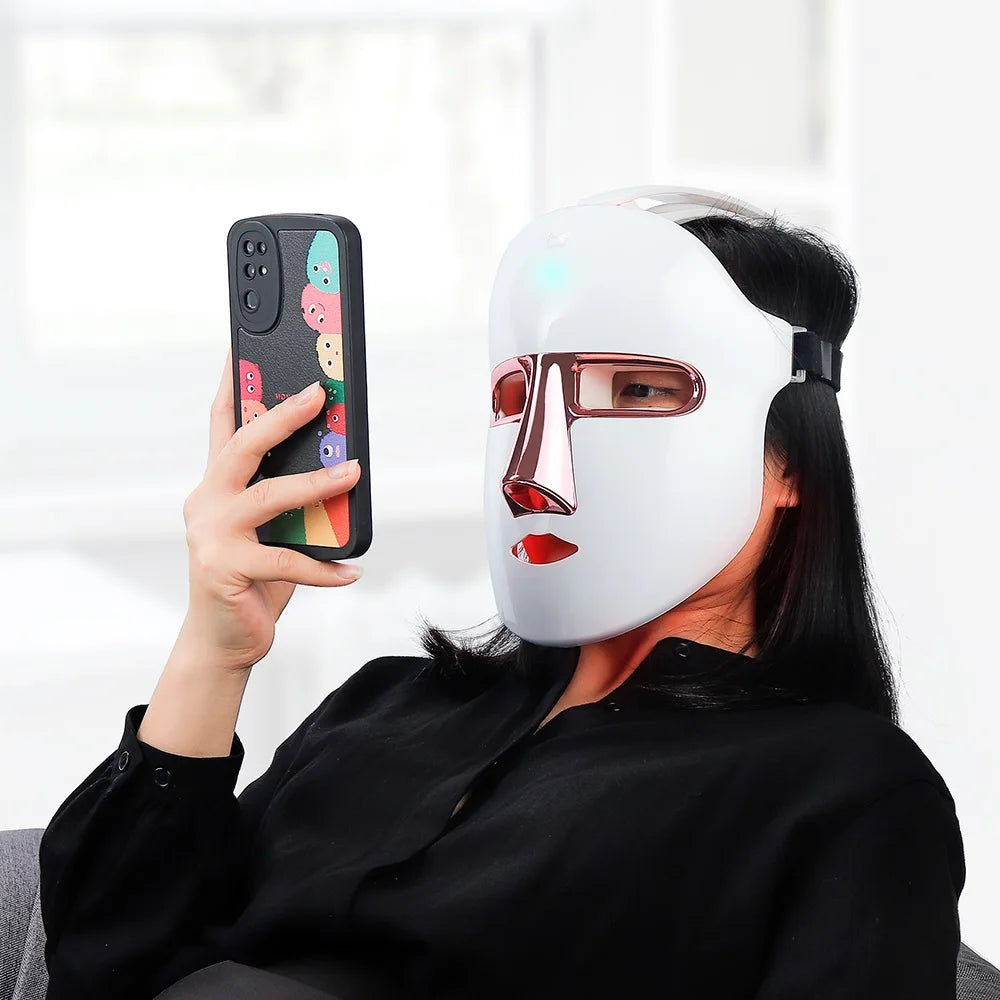 Wireless LED Facial Mask 7 Colors Light Photon Therapy Face Beauty Mask