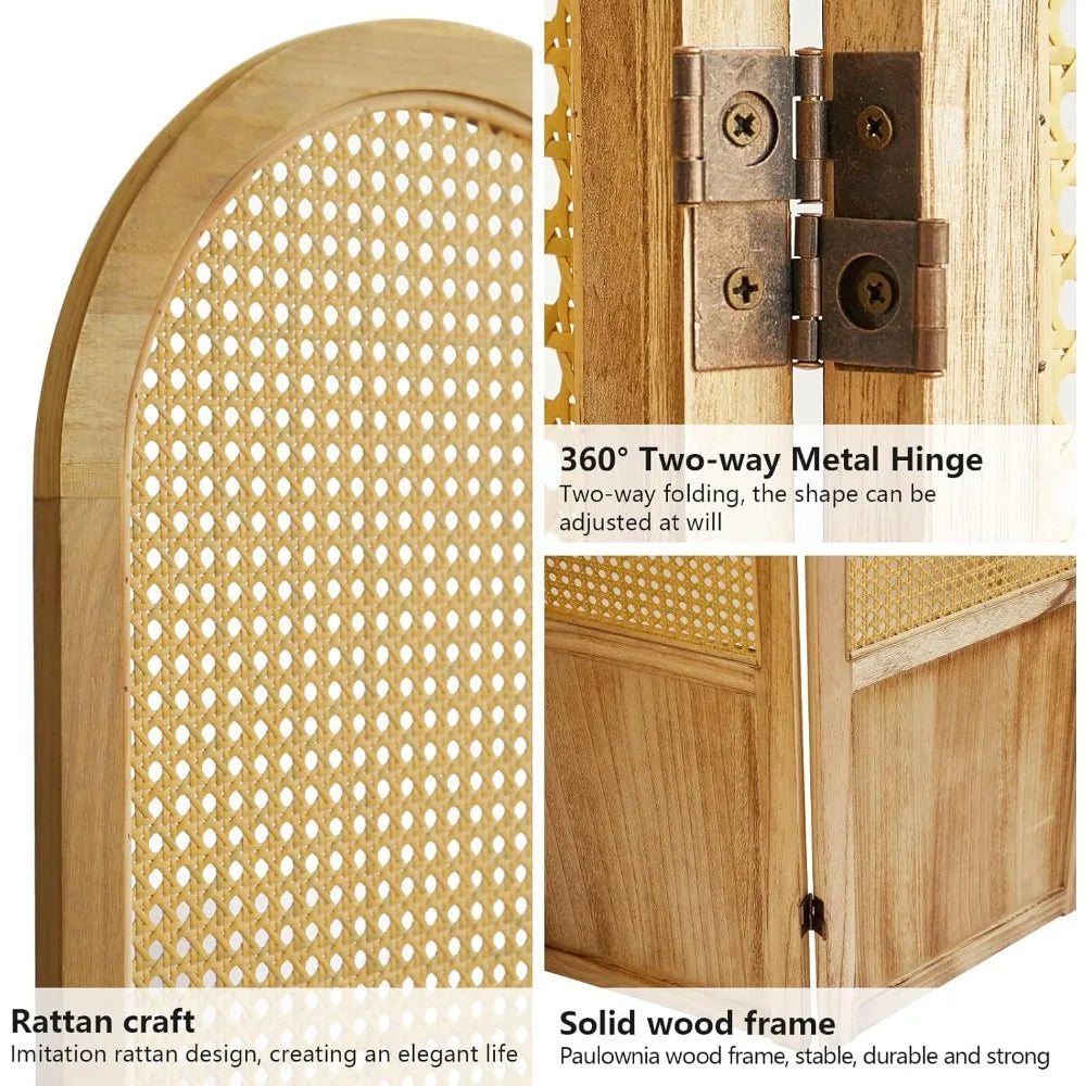 Room Divider 4 Panel, Folding Privacy Screen, Foldable Wood Divider