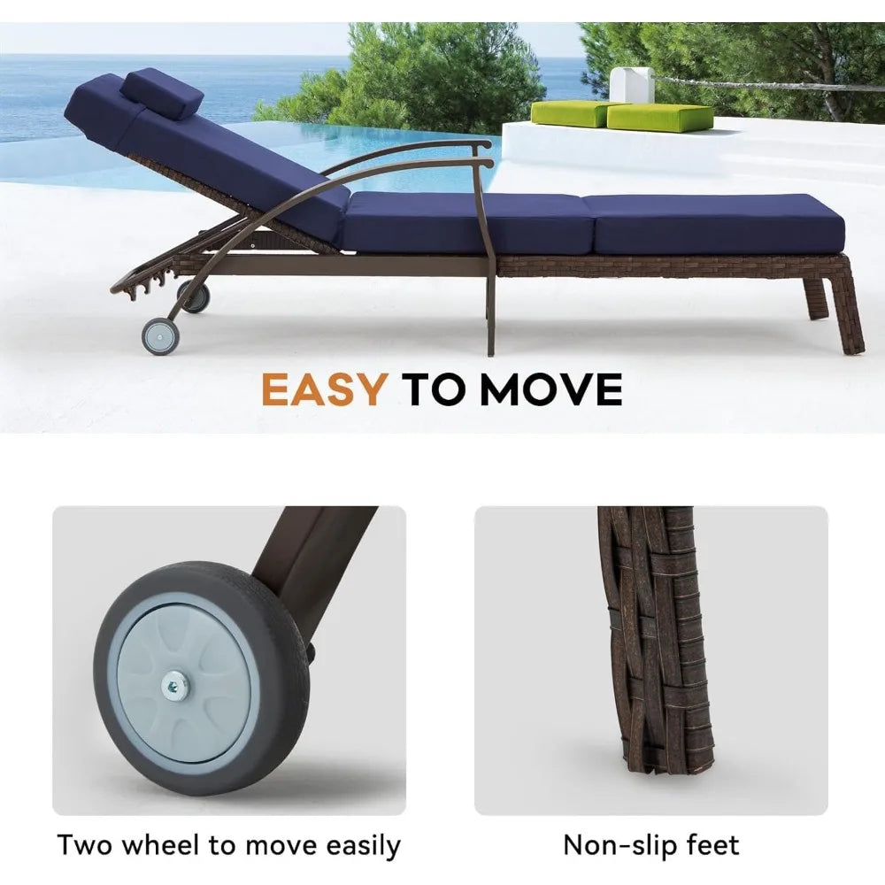 Lounge Chair Outdoor Set of 2, Outdoor Chaise Lounge