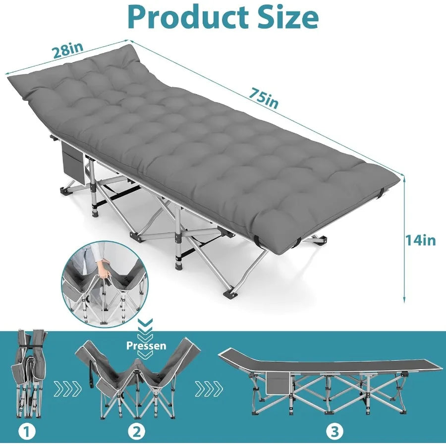 Folding Camping Cot for Adults 2 Pack Heavy Duty Sleeping Cots