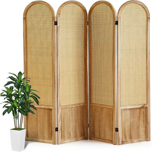 Room Divider 4 Panel, Folding Privacy Screen, Foldable Wood Divider