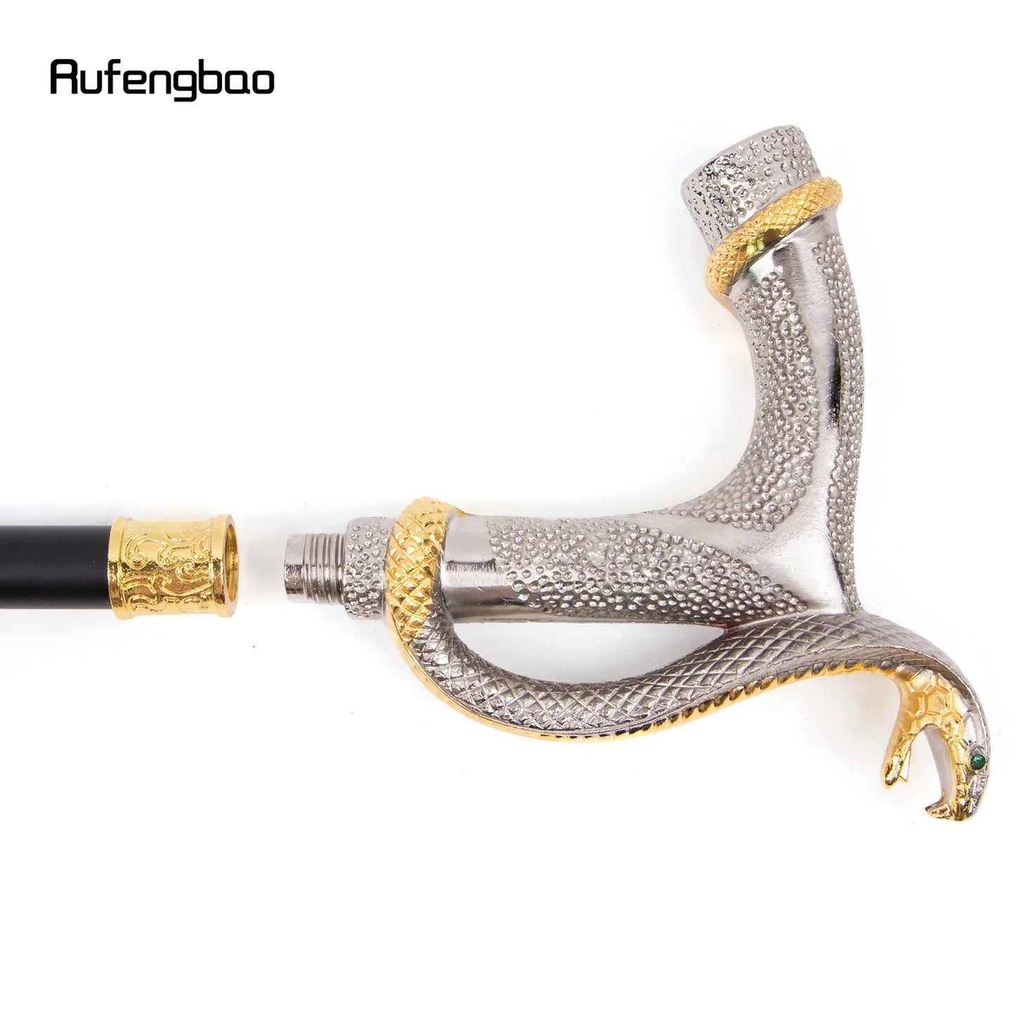 White Golden Cobra Head Fashion Walking Stick