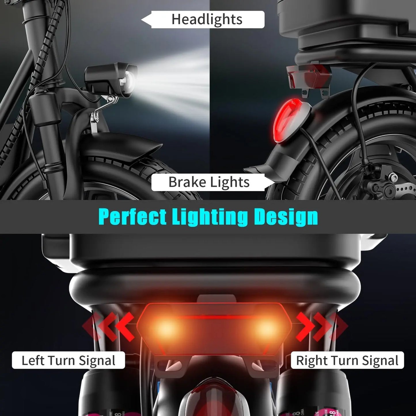 Folding electric scooter with trunk, 500W motor (peak 650W), 48V15AH, 20MPH, 24-32mile range,