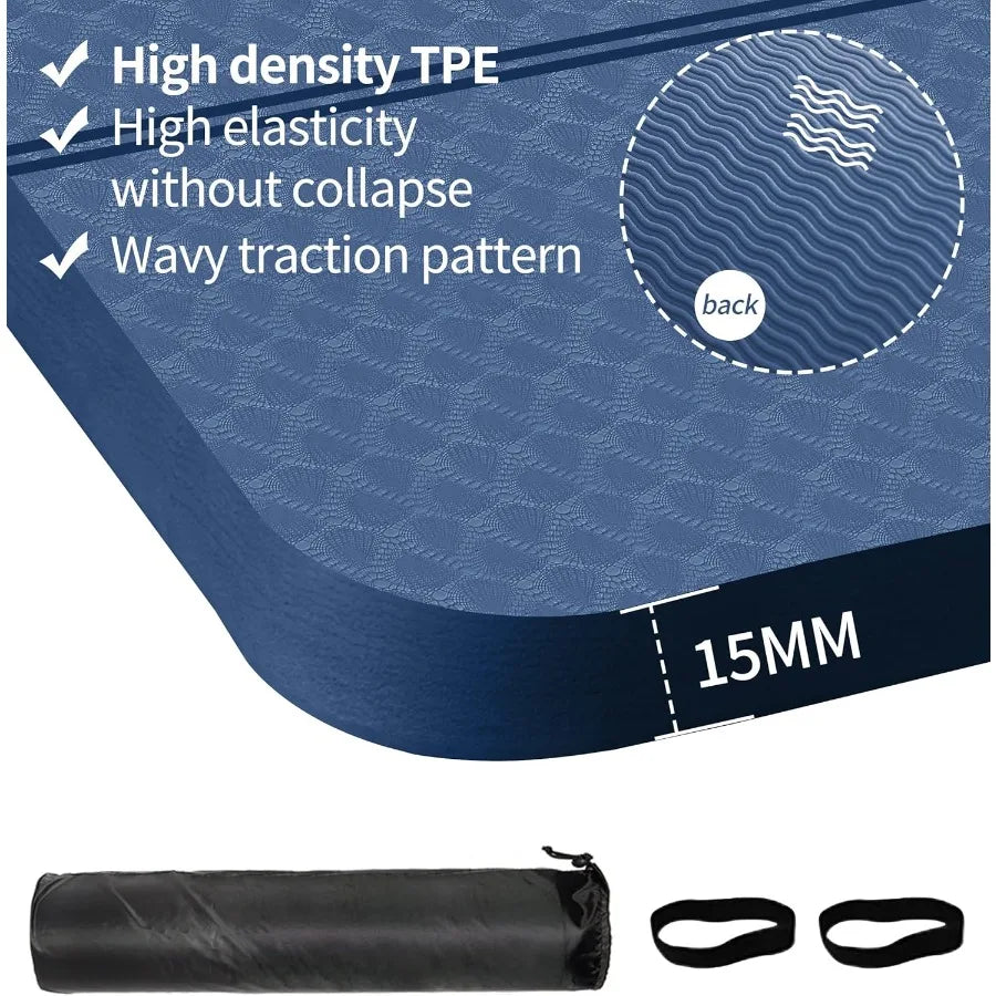 Large Thick Exercise Mat for Fitness Yoga Pilates Stretching and Floor Exercises