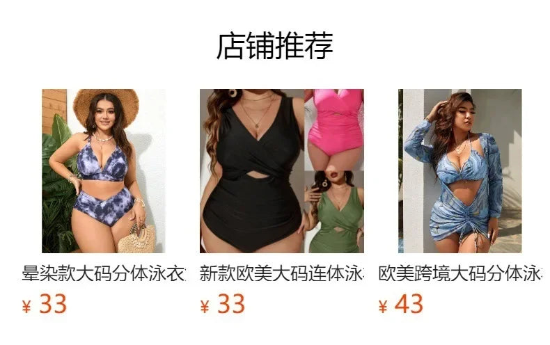 Color Blocked Plus Size Split Swimsuit for Women, Sexy Bikini,