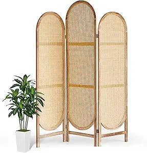 Room Divider 4 Panel, Folding Privacy Screen, Foldable Wood Divider
