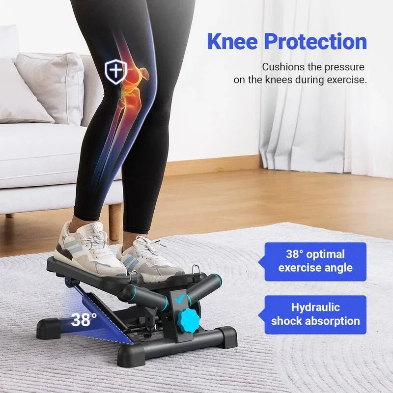Mini Stepper for Exercise,Twist Stair Stepper,Stepper Exercise Equipment with Resistance Bands for Full Body Workout at Home