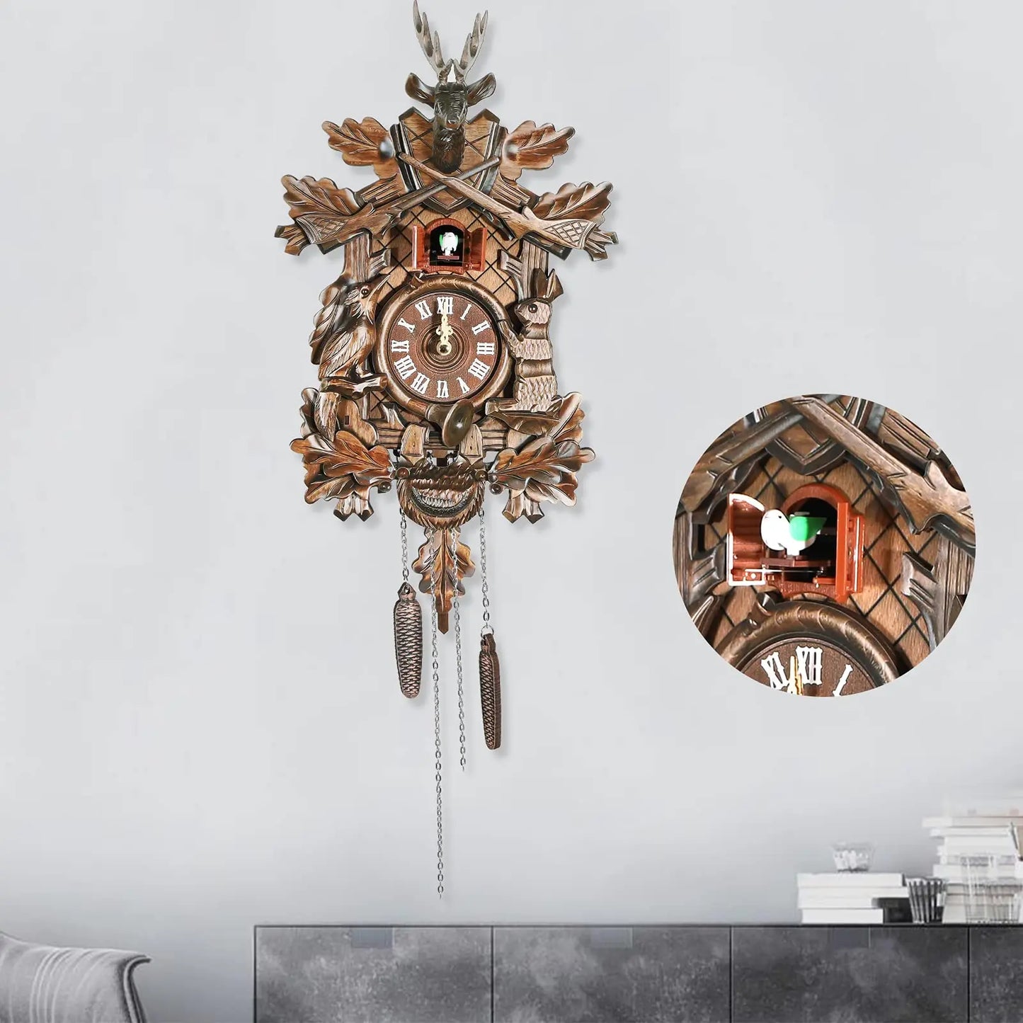 Cuckoo Wall Clock, German Traditional Black Forest Cuckoo Clock  , Bedroom, Study, Office, Gift
