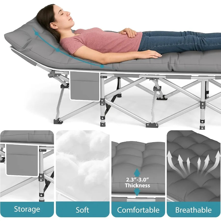 Folding Camping Cot for Adults 2 Pack Heavy Duty Sleeping Cots