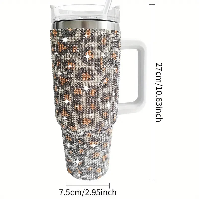 Sparkling Studded Tumbler With Lid, 40oz Stainless Steel Insulated Water Bottle