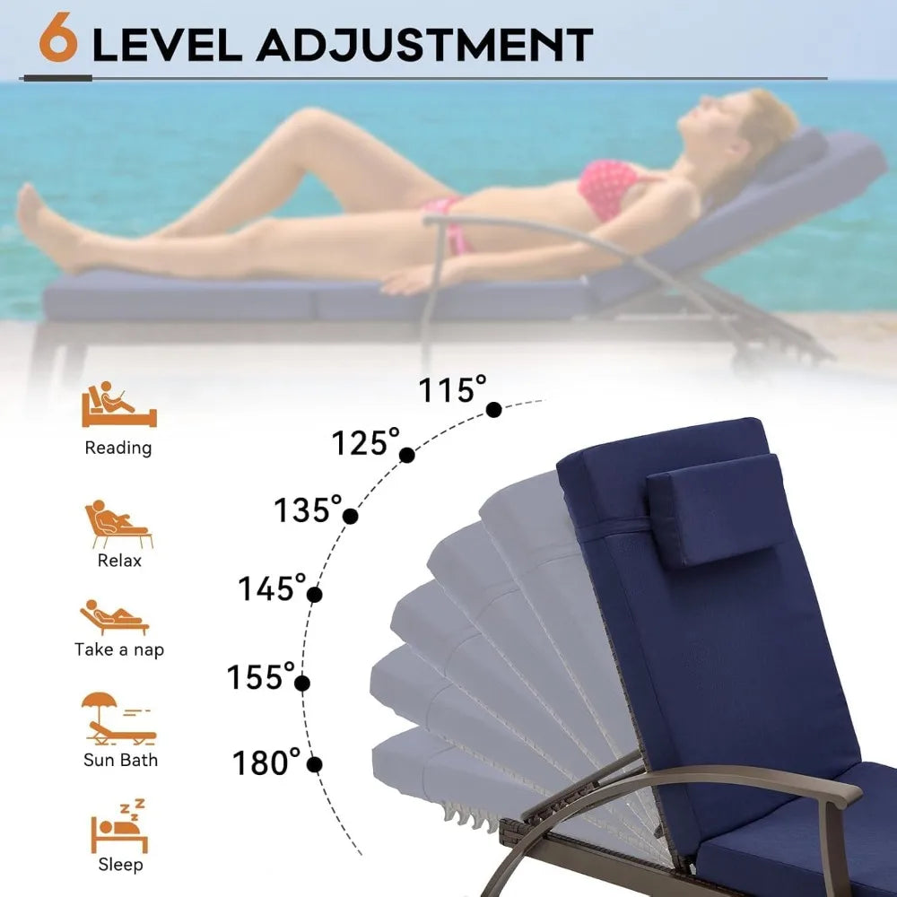 Lounge Chair Outdoor Set of 2, Outdoor Chaise Lounge