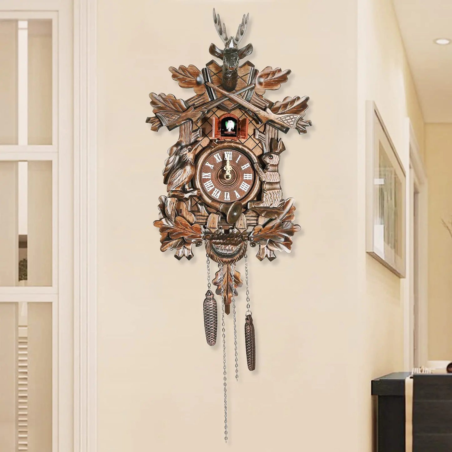 Cuckoo Wall Clock, German Traditional Black Forest Cuckoo Clock  , Bedroom, Study, Office, Gift