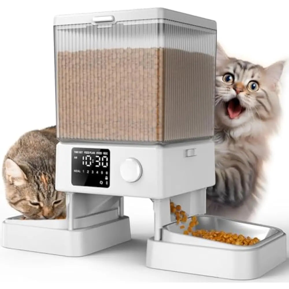 Automatic Cat Feeder for 2 Cats, 2   for Small Pets Indoor, Timed Cat Feeder for Dry Food