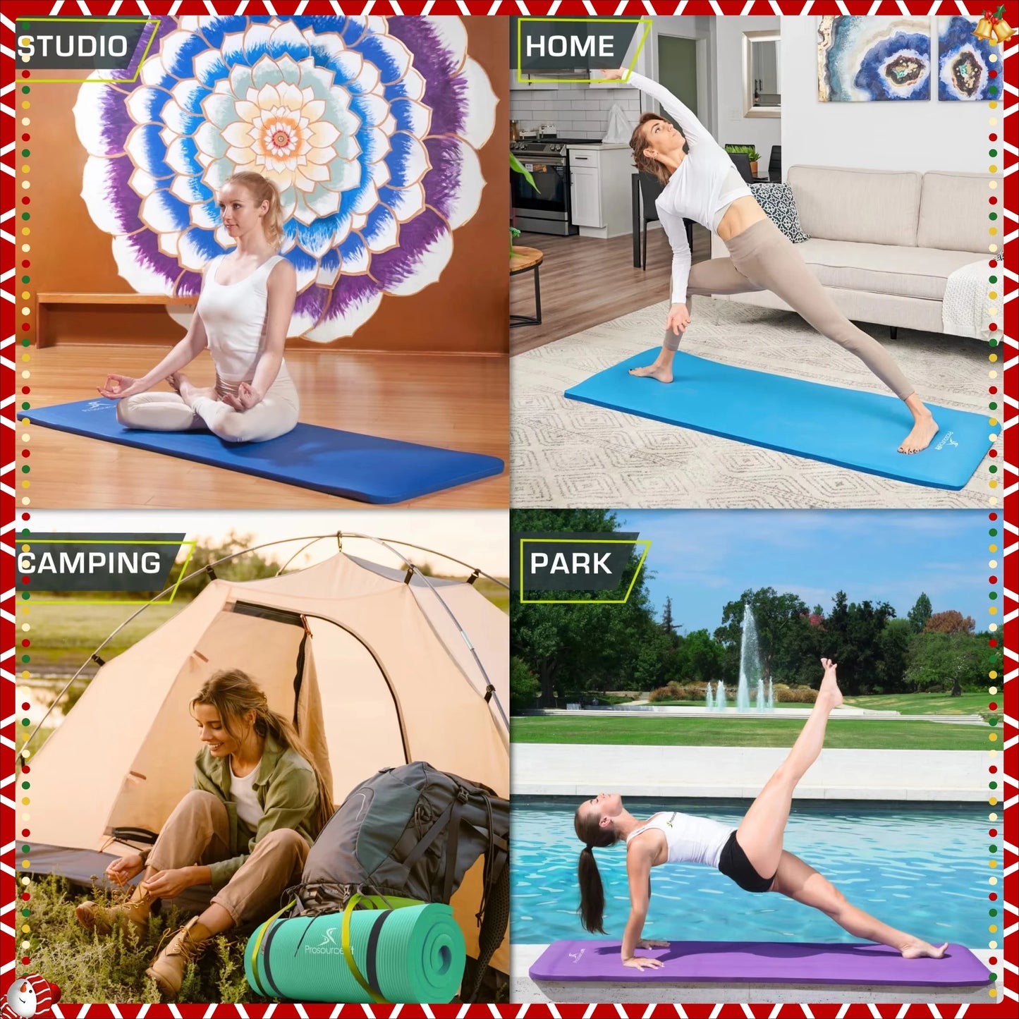 Super Non-Slip Yoga Mat, 1/2 or 1-Inch Thick