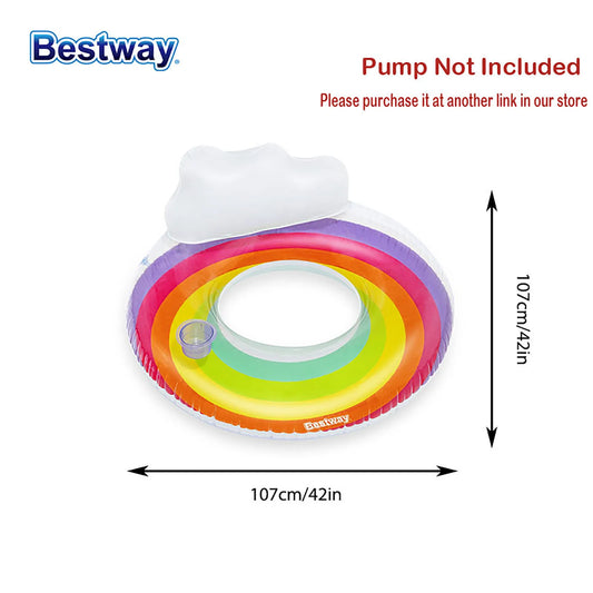 1PC   Inflatable Swimming Tube Raft, Sparkling Swimming Ring, Rideable Blow Up Summer
