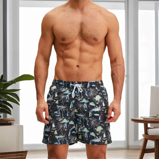 Men s Swim Trunks Quick Dry Beach Shorts with Drawstring Elastic Waistband