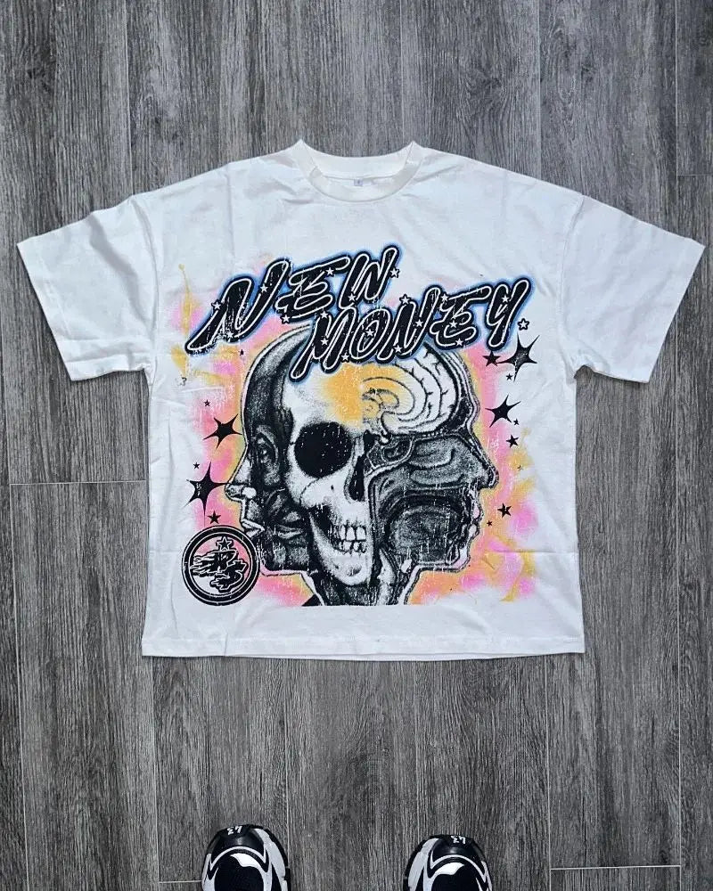 DSummer New High Street Trend Anime Print Short Sleeve T-shirt
