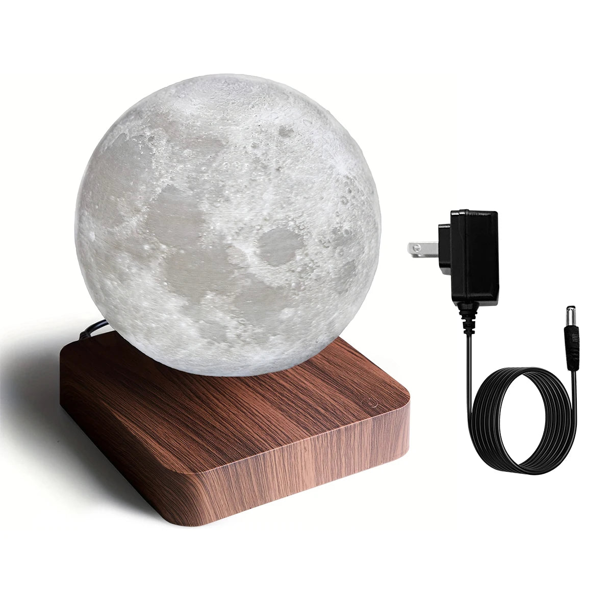 Magnetic Floating Rotating Moon Lamp with Wooden Base, 3 Color