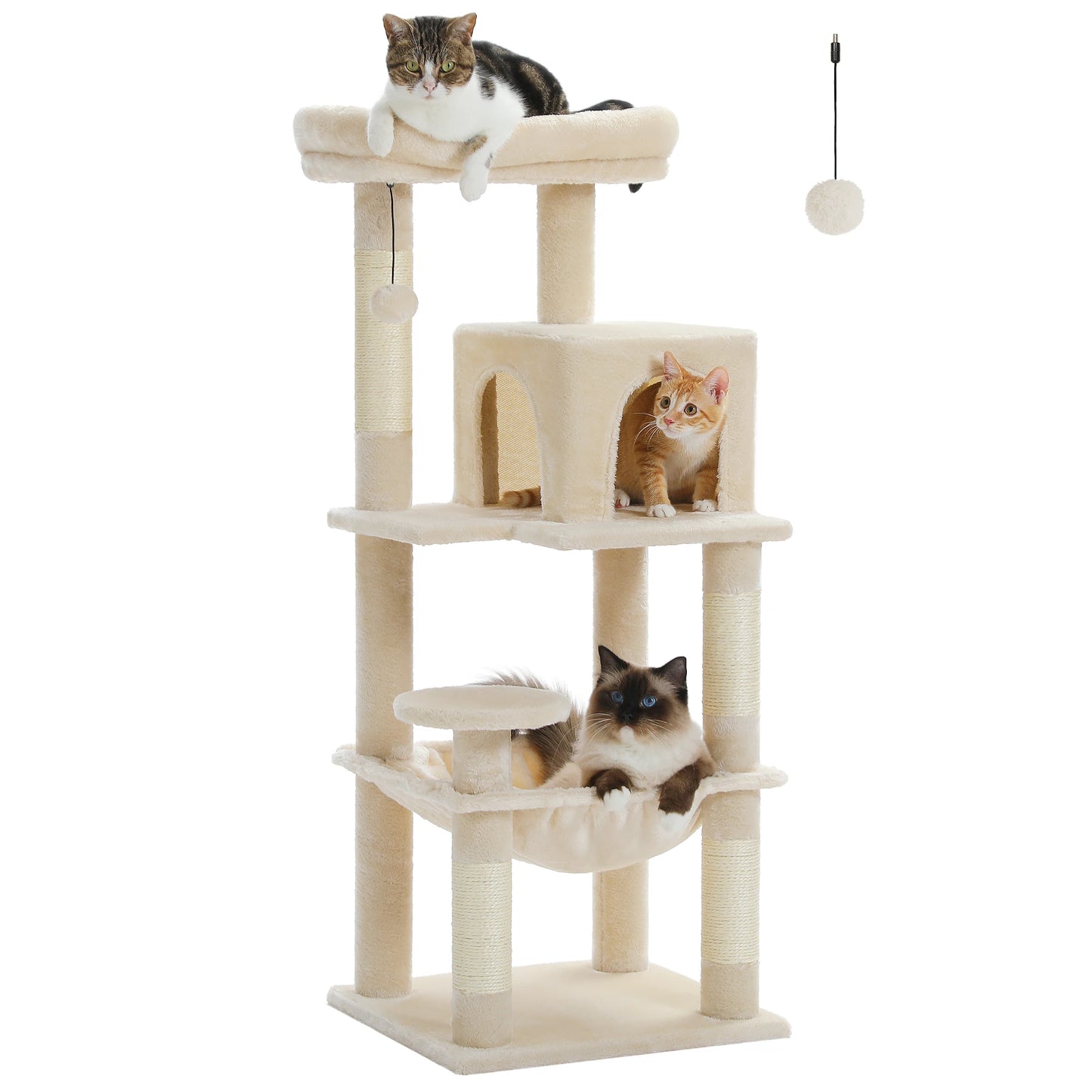 Cat Tree for Indoor Cats, 5-Level Cat Tower for Large Cats with Metal Frame