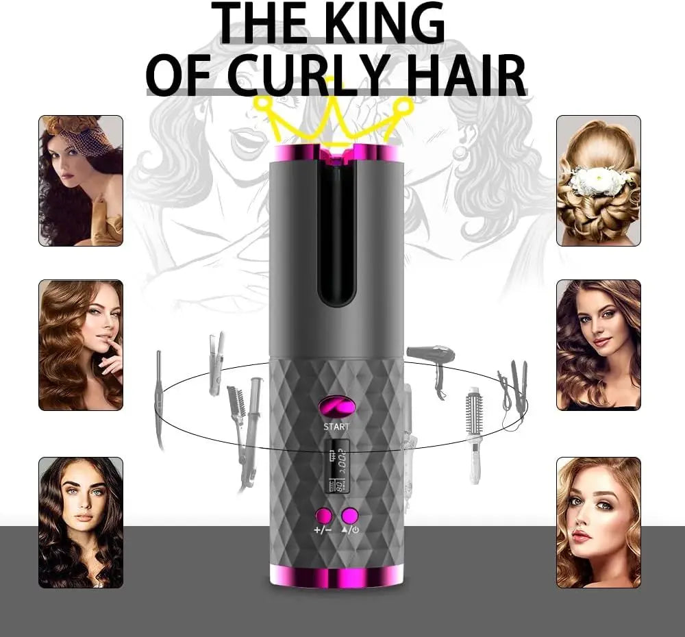 LED Display Temperature Unbound Cordless Hair Curler