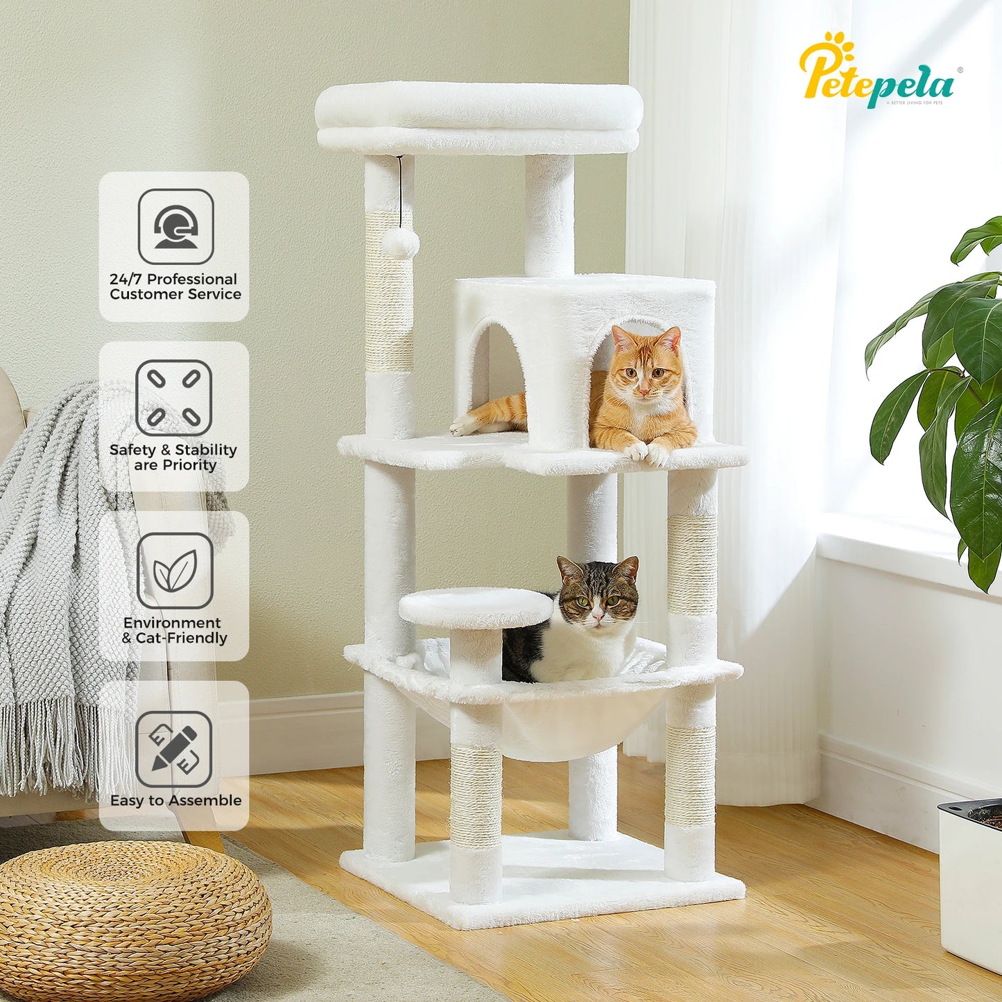 Cat Tree for Indoor Cats, 5-Level Cat Tower for Large Cats with Metal Frame