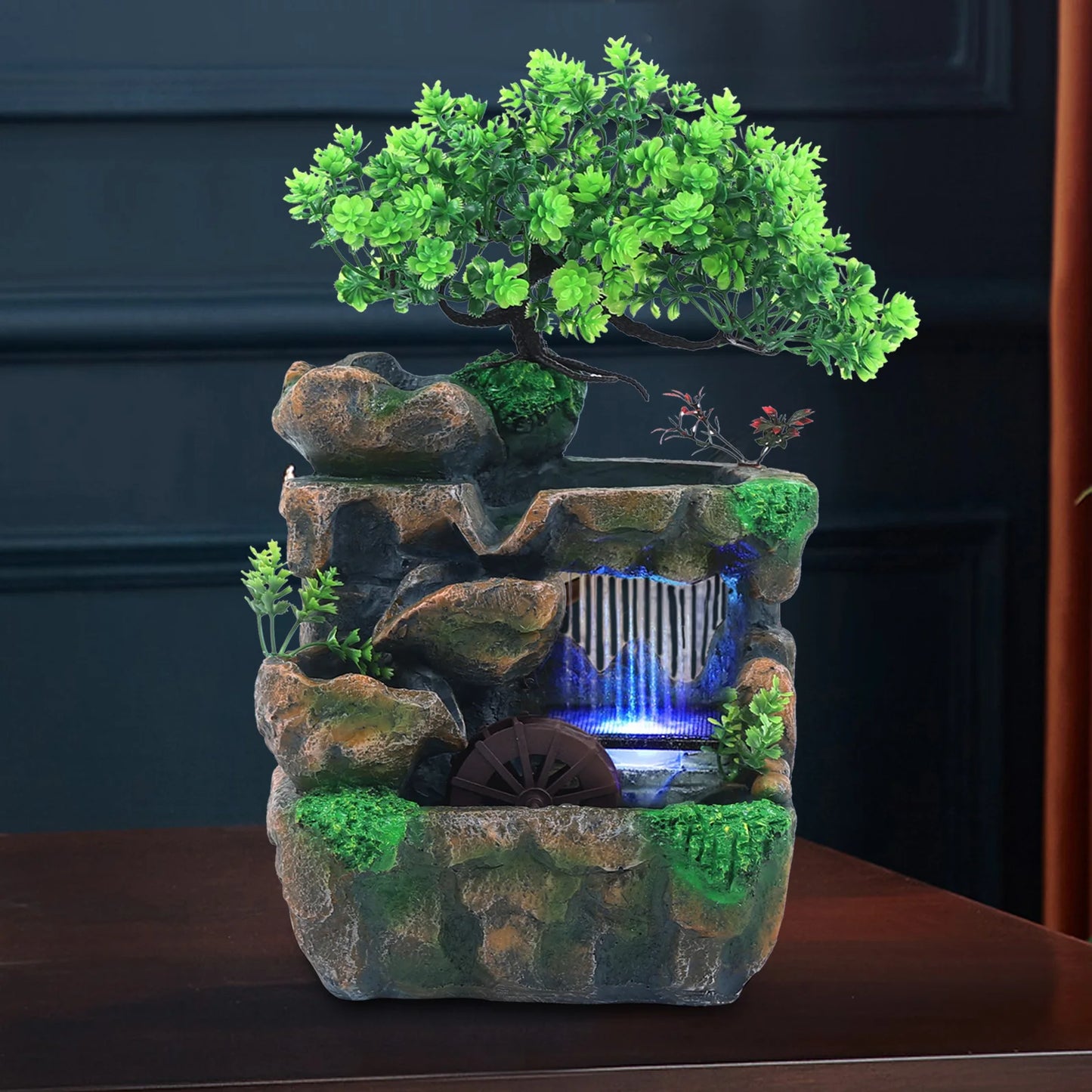 Indoor Room Fountain Waterfall Decor   Feature with Colour Changing LED Lighting Zen Meditation