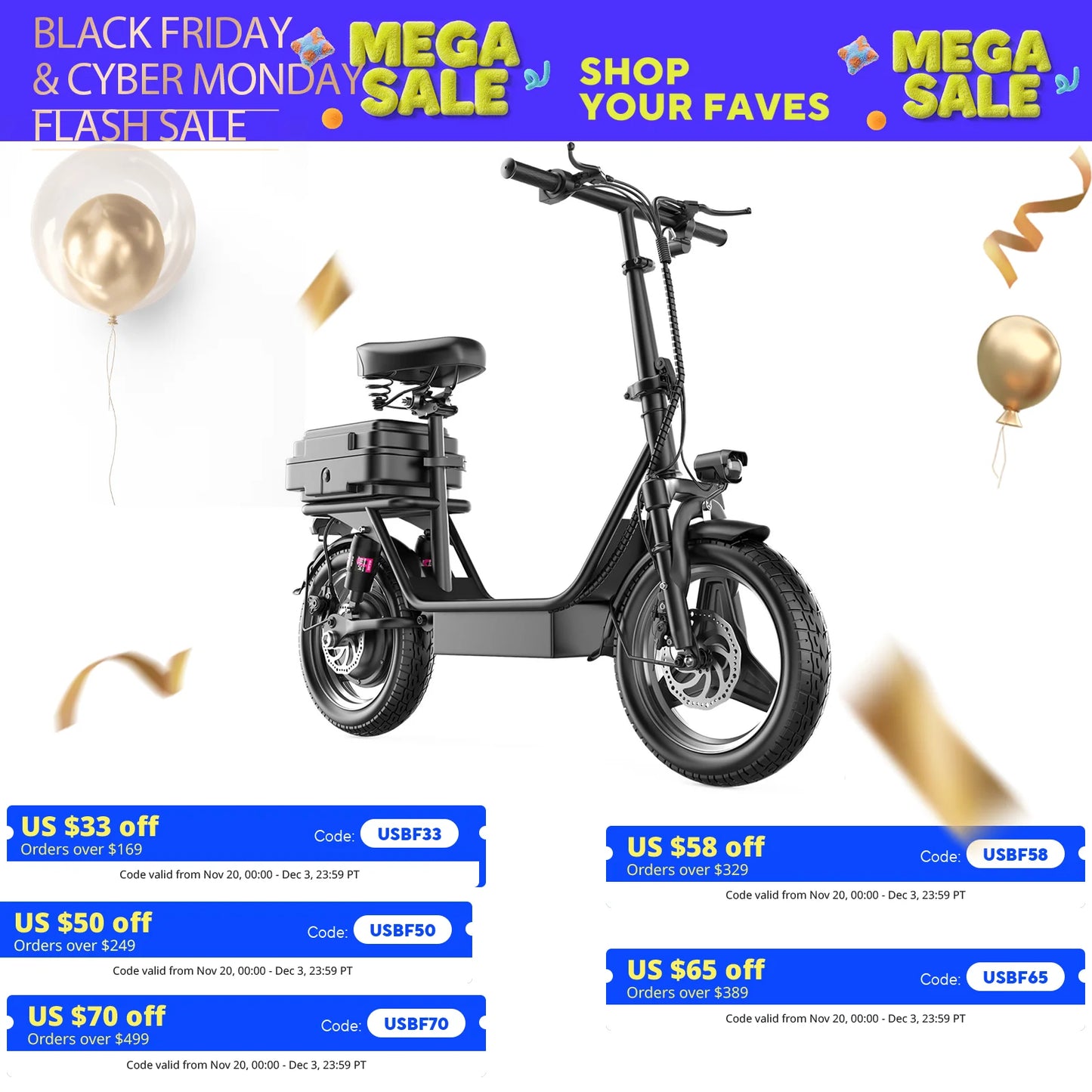 Folding electric scooter with trunk, 500W motor (peak 650W), 48V15AH, 20MPH, 24-32mile range,