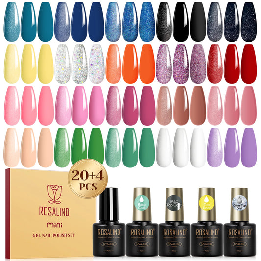 24PCS Gel Nail Polish Set with Base and Top Coat