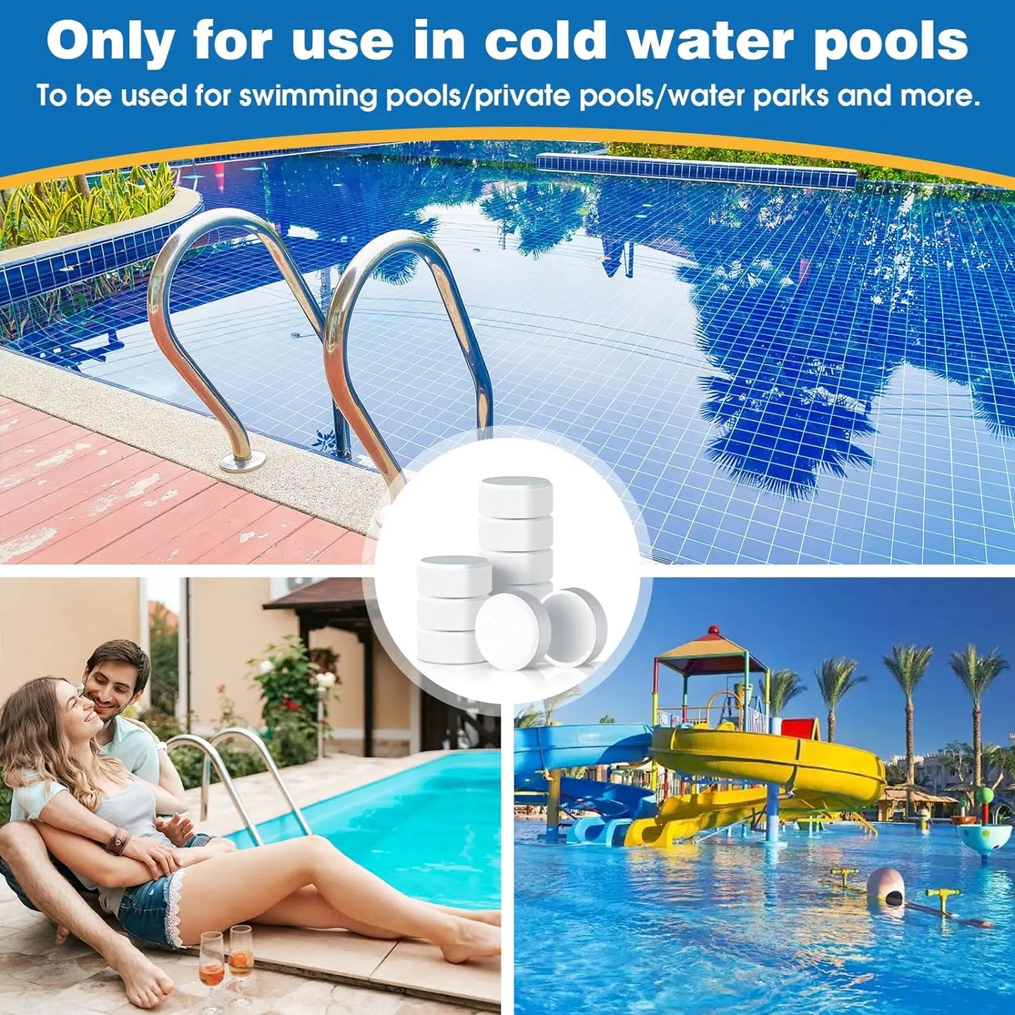 40lb 3 Inch Cleaner Tablets for Cleaning and Disinfecting Swimming Pools