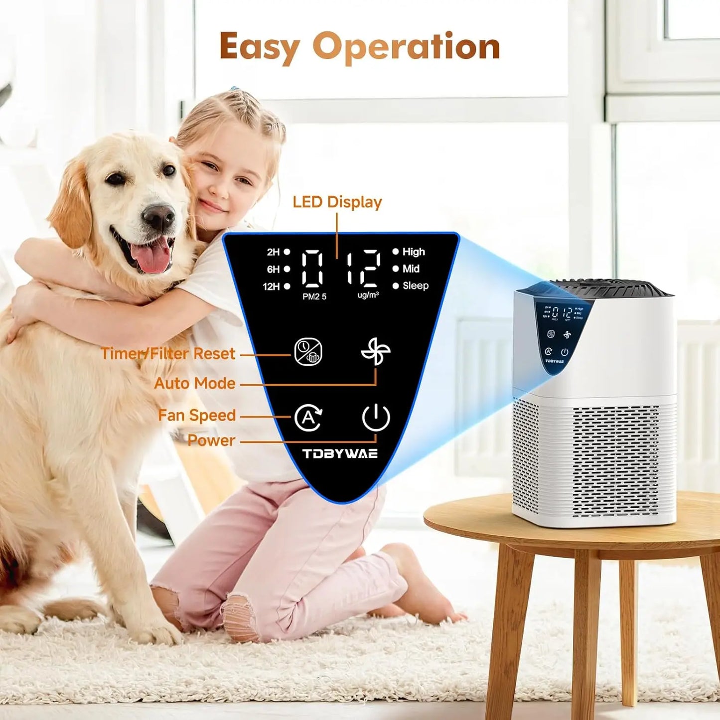 Large Room Air Purifier up to 1750 Sq Ft, H13 True HEPA Filter