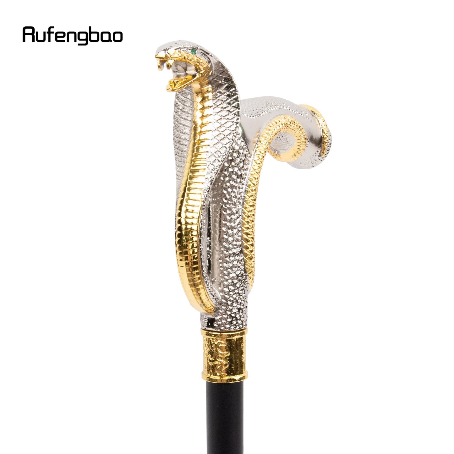 White Golden Cobra Head Fashion Walking Stick