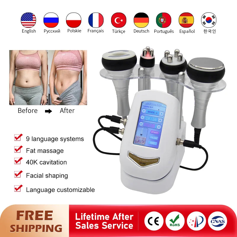 4 In 1 40k Cavitation Weight Loss Massager Body Vacuum Firming Skin Anti Aging Face Lift Ultrasonic Smoothing Skin