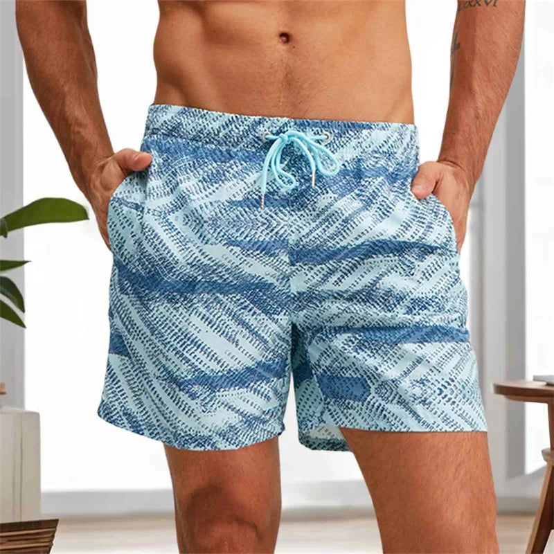 Men s Swim Trunks Quick Dry Beach Shorts with Drawstring Elastic Waistband