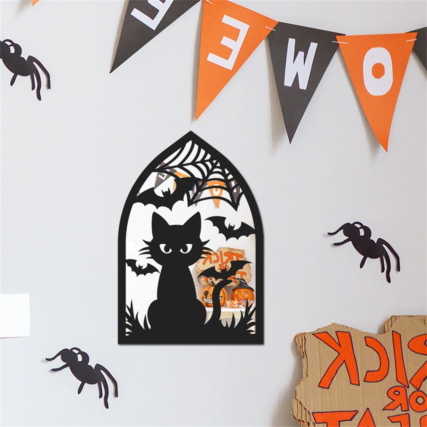 Spooky Halloween Acrylic Mirror Wall Sticker Set with Ghosts Bats Spiders