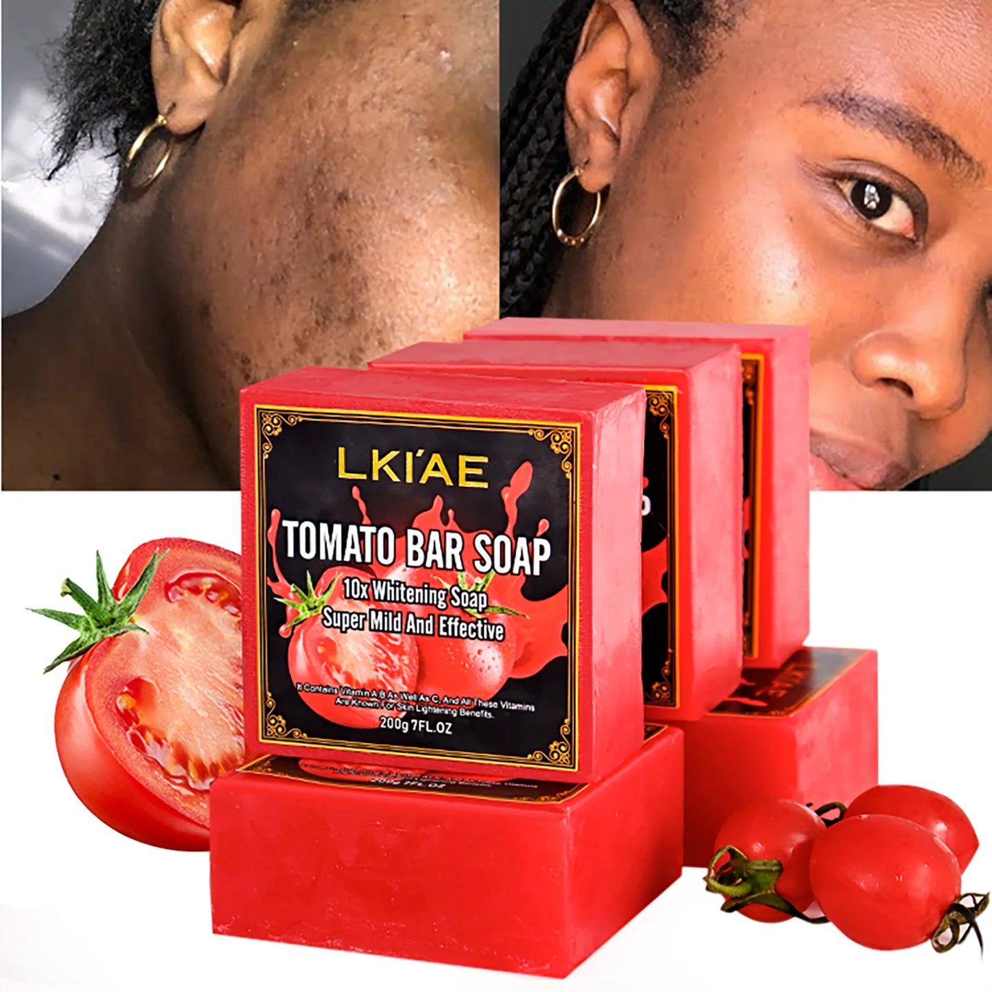 Organic Tomato Soap Bar, Lightening Skin, Deeply Clean, Exfoliate, Remove Dark Spots, Moisturizing,